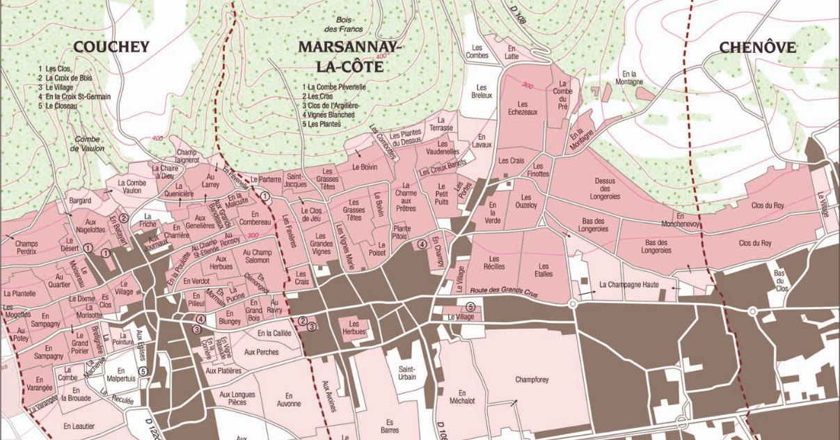 Mappa lieux dits marsanay